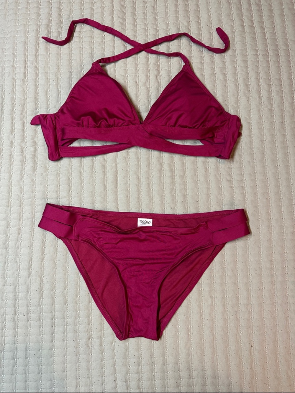 Mossimo Supply Co. Fuchsia/Magenta Triangle Cut-Out Bikini